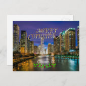Frohe Weihnachten, Chicago River bei Sunset Postkarte (Vorne/Hinten)