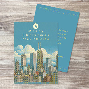 Frohe Weihnachten Chicago Skyline Holiday Foil Car Folien Feiertagskarte