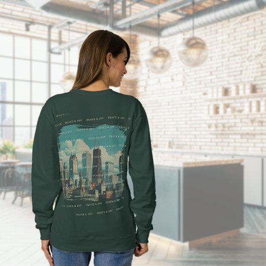Frohe Weihnachten Chicago Skyline Holiday Sweatshirt