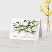 Frohe Weihnachten Chickadee Vögel in einem Baum Karte (Gelbe Blume)