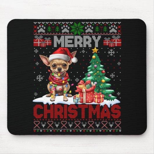 Frohe Weihnachten Chihuahua Dog Lover Familie Ugly Mousepad (Vorne)