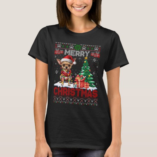 Frohe Weihnachten Chihuahua Dog Lover Familie Ugly T-Shirt (Vorderseite)