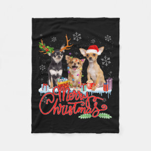 Frohe Weihnachten Chihuahua Dogs Santa Reindeer Li Fleecedecke