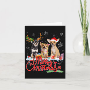 Frohe Weihnachten Chihuahua Dogs Santa Reindeer Li Karte