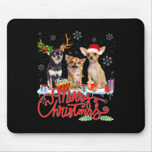 Frohe Weihnachten Chihuahua Dogs Santa Reindeer Li Mousepad