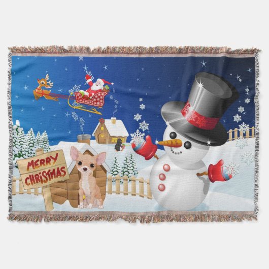 Frohe Weihnachten Chihuahua mit Frosty Decke (Vorderseite)
