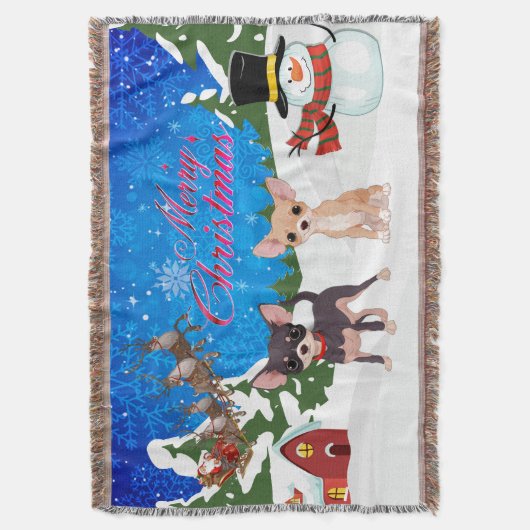 Frohe Weihnachten Chihuahua mit Santa Decke (Vorderseite Vertikal)
