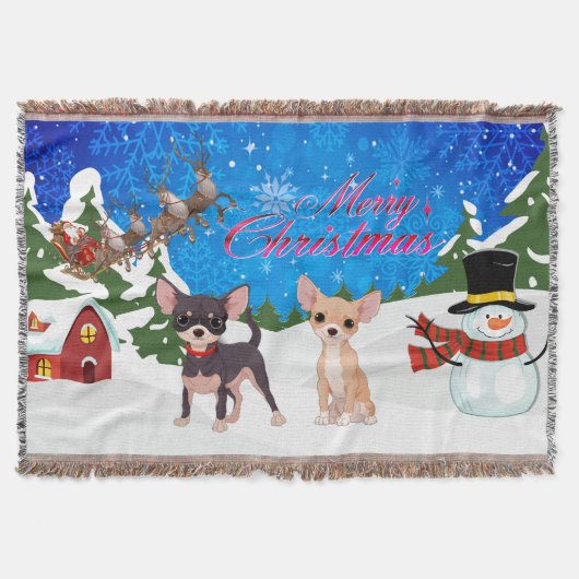 Frohe Weihnachten Chihuahua mit Santa Decke (Vorderseite)