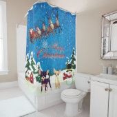 Frohe Weihnachten Chihuahua mit Santa Duschvorhang (Beispiel)