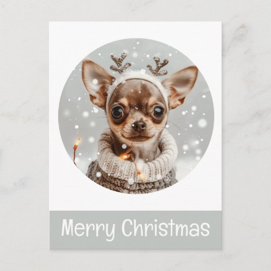 Frohe Weihnachten Chihuahua Reindeer Dog Postkarte (Vorderseite)