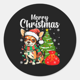 Frohe Weihnachten Chihuahua Runder Aufkleber