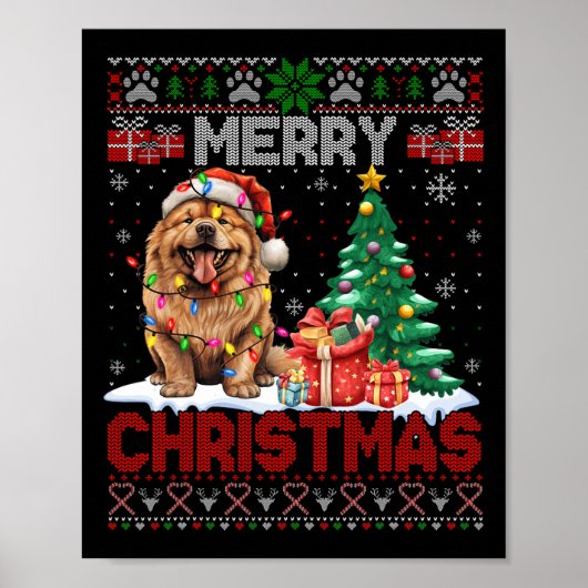 Frohe Weihnachten Chow Chow Chow Hund Lover Famili Poster (Vorne)