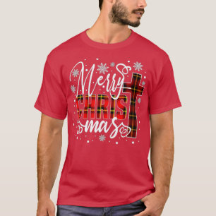 Frohe Weihnachten Christ Kreuz Büffel Kariert Rot T-Shirt