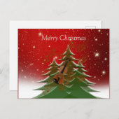 Frohe Weihnachten - Christbaum mit Violine Postkarte (Vorne/Hinten)