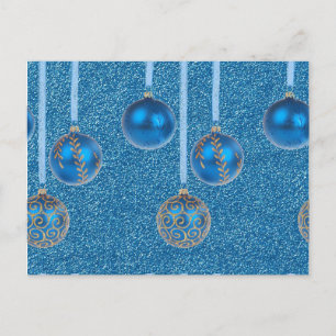 Frohe Weihnachten Christbaumkugeln Gold Blau Glitt