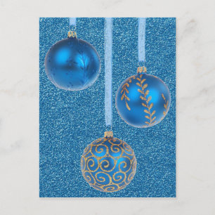 Frohe Weihnachten Christbaumkugeln Gold Blau Glitt