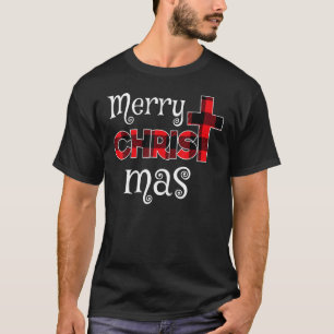 Frohe Weihnachten Christen Buffalo Kariert Pajamas T-Shirt
