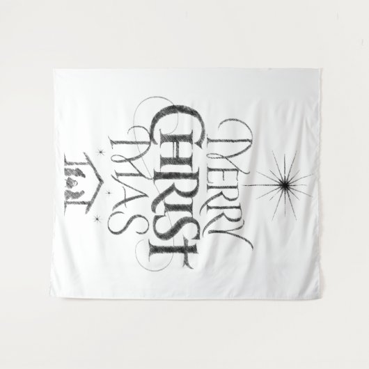 Frohe Weihnachten Christlich Jesus Christ Black Ch Wandteppich (Vorderseite (Horizontal))