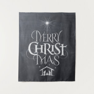 Frohe Weihnachten Christliche Calligraphie-Chalkbo Wandteppich