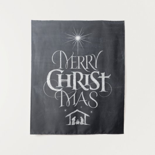Frohe Weihnachten Christliche Calligraphie-Chalkbo Wandteppich (Vorderseite)