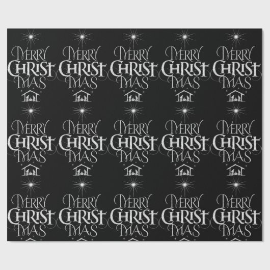 Frohe Weihnachten Christliche religiöse Chalkboard Geschenkpapier (Flach)