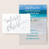 Frohe Weihnachten Christliche Schrift Beach Themed Folienkarte (Anzeige)