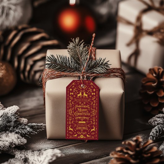 Frohe Weihnachten Classic Red Holiday Geschenkanhänger