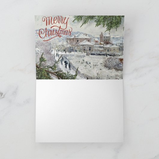 Frohe Weihnachten. Claude Monet Faltkarte Karte (Innenseite)