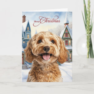 Frohe Weihnachten Cockapoo Hund Schneeiger Winterd