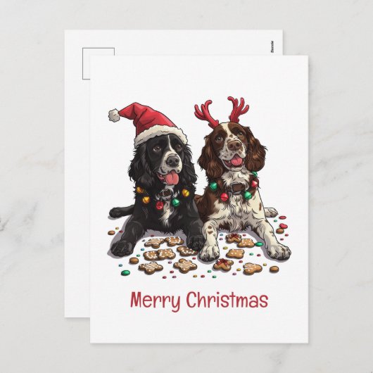 Frohe Weihnachten Cocker Spaniel Hunde (Vorne/Hinten)