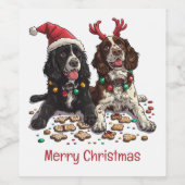 Frohe Weihnachten Cocker Spaniel Hunde Weinetikett (Einzelnes Label)