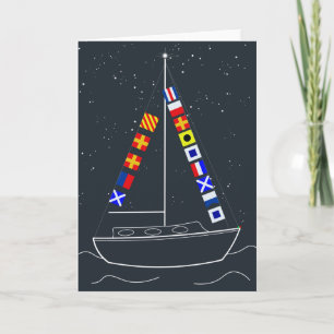 Frohe Weihnachten - Code Flags Sailboat Karte
