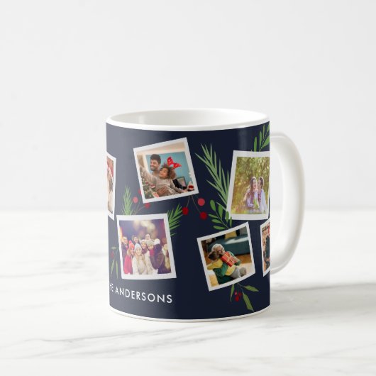 Frohe Weihnachten Collage Benutzerdefiniert Modern Kaffeetasse (VorderseiteRechts)