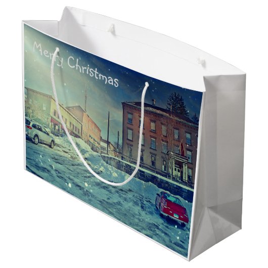 Frohe Weihnachten Collinsville Große Geschenktüte (Rückseite Schrägansicht)