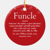 Frohe Weihnachten Cool Funcle Uncle Definition Keramik Ornament (Hinten)