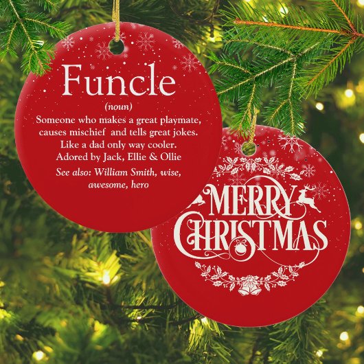 Frohe Weihnachten Cool Funcle Uncle Definition Keramik Ornament