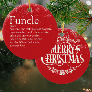 Frohe Weihnachten Cool Funcle Uncle Definition Keramik Ornament