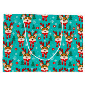 Frohe Weihnachten Corgi Dog Geschenktasche Große Geschenktüte (Rückseite)