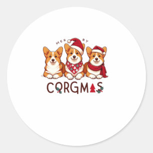 Frohe Weihnachten Corgi Dog Santa Liebe Corgis Fam Runder Aufkleber