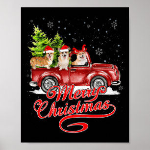 Frohe Weihnachten Corgi Hunde Liebe Santa Reindeer Poster