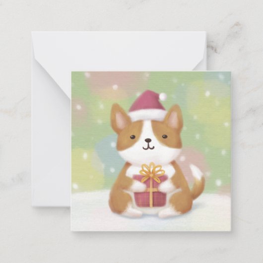Frohe Weihnachten: Corgi Illustration Art Mitteilungskarte (Vorderseite)