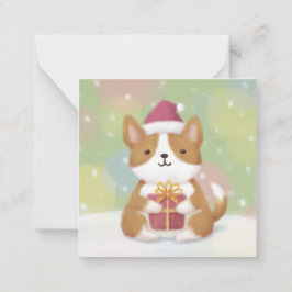 Frohe Weihnachten: Corgi Illustration Art Mitteilungskarte