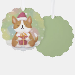 Frohe Weihnachten: Corgi Illustration Art Ornament Karte
