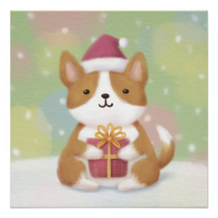 Frohe Weihnachten: Corgi Illustration Art Poster