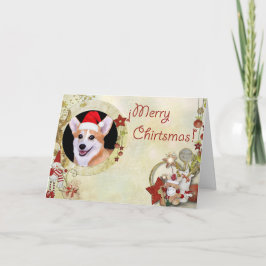 Frohe Weihnachten Corgi mit Weihnachtsmannmütze