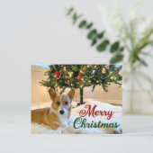 Frohe Weihnachten Corgi Schöne Dog Fotografie Postkarte (Stehend Vorderseite)