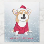 Frohe Weihnachten Corgi Weinetikett (Einzelnes Label)