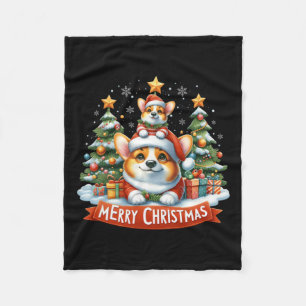Frohe Weihnachten Corgmas Corgi Dog Matching Chris Fleecedecke
