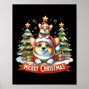 Frohe Weihnachten Corgmas Corgi Dog Matching Chris Poster