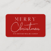 Frohe Weihnachten Corporate Danke Red Visitenkarte (Vorderseite)